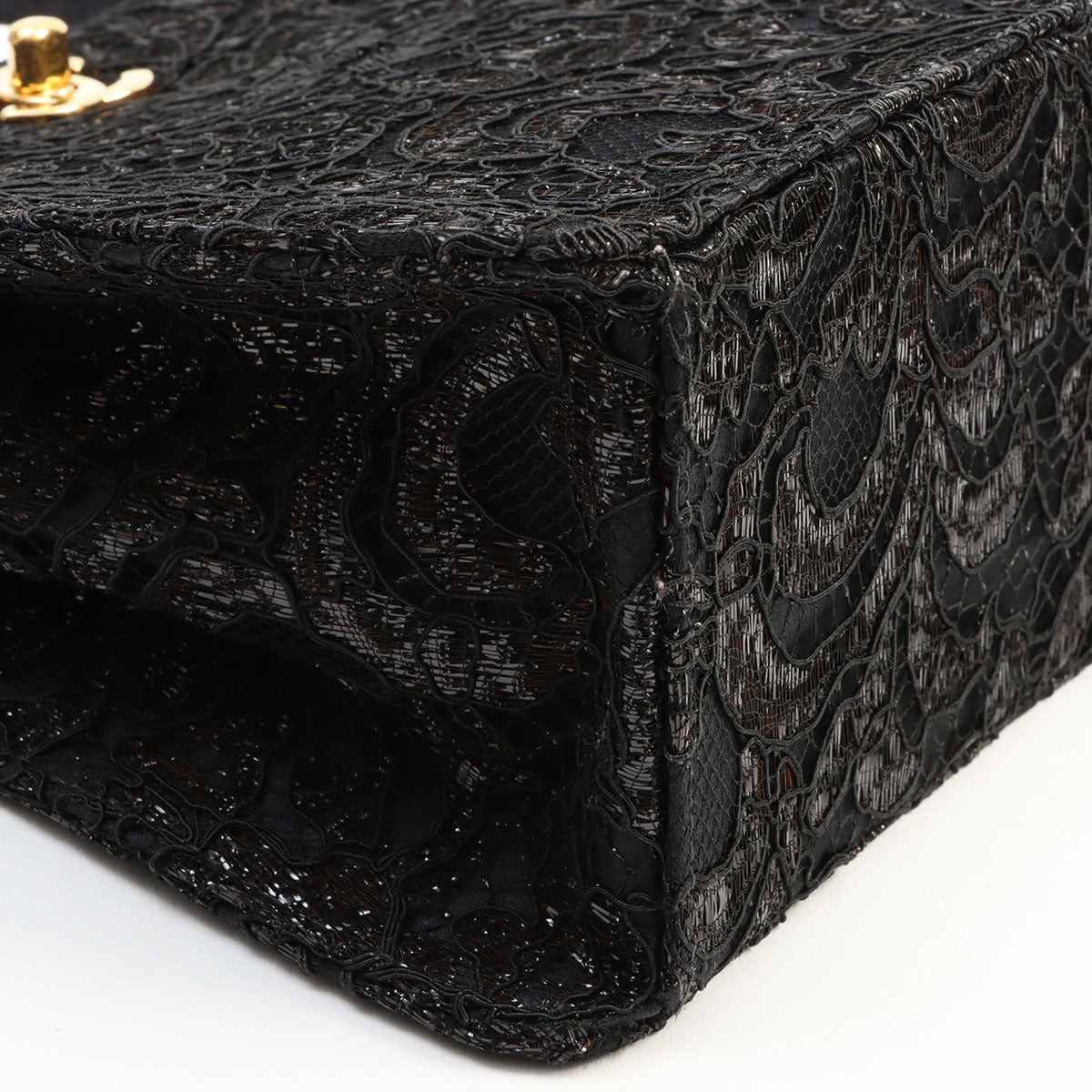 Circa 1998 Satin Lace Double-Sided CC Turn-Lock Handbag, Black