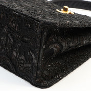 Circa 1998 Satin Lace Double-Sided CC Turn-Lock Handbag, Black