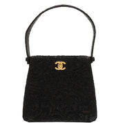 Circa 1998 Satin Lace Double-Sided CC Turn-Lock Handbag, Black