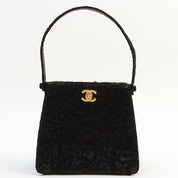 Circa 1998 Satin Lace Double-Sided CC Turn-Lock Handbag, Black