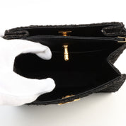 Circa 1998 Satin Lace Double-Sided CC Turn-Lock Handbag, Black
