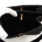 Circa 1998 Satin Lace Double-Sided CC Turn-Lock Handbag, Black