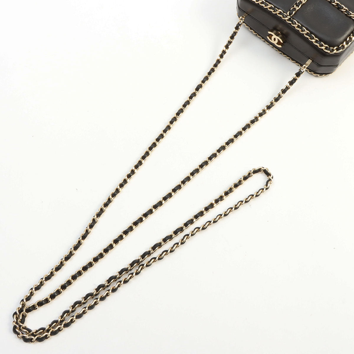 circa 2011 CC Mark Clasp Mini Chain Shoulder Bag Black