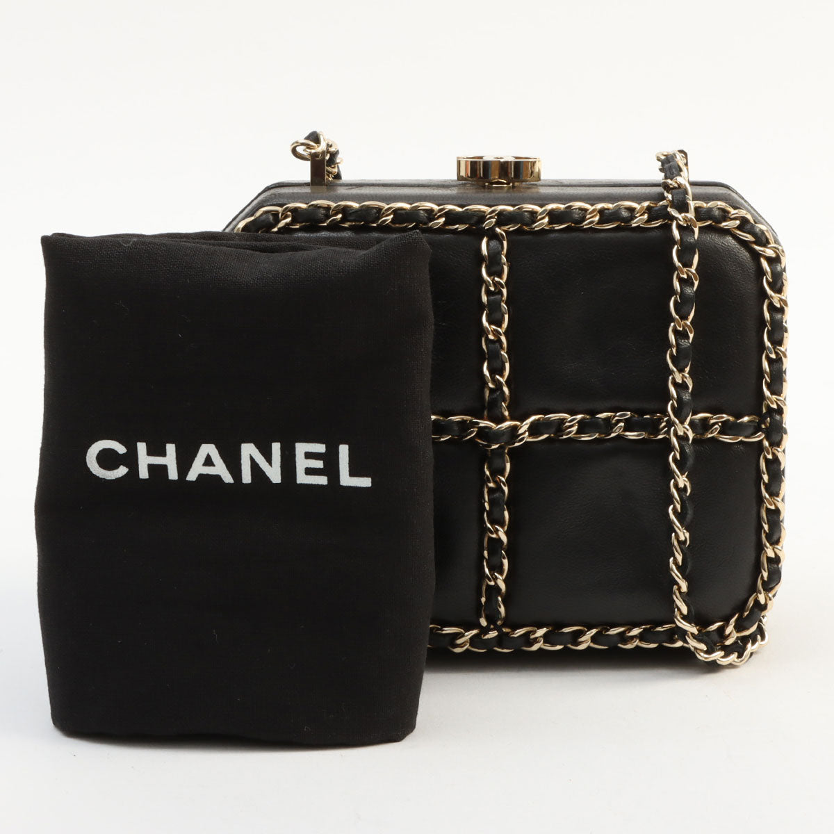 circa 2011 CC Mark Clasp Mini Chain Shoulder Bag Black
