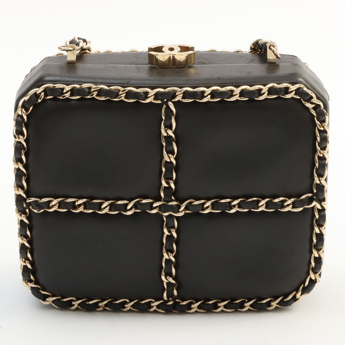 circa 2011 CC Mark Clasp Mini Chain Shoulder Bag Black