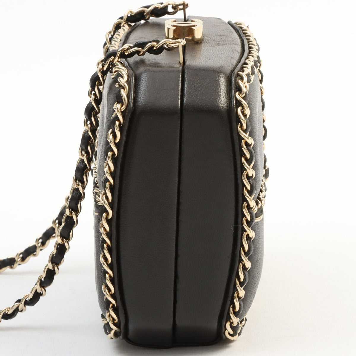 circa 2011 CC Mark Clasp Mini Chain Shoulder Bag Black