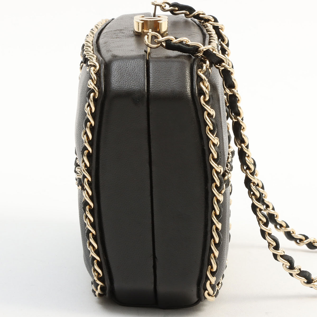 circa 2011 CC Mark Clasp Mini Chain Shoulder Bag Black