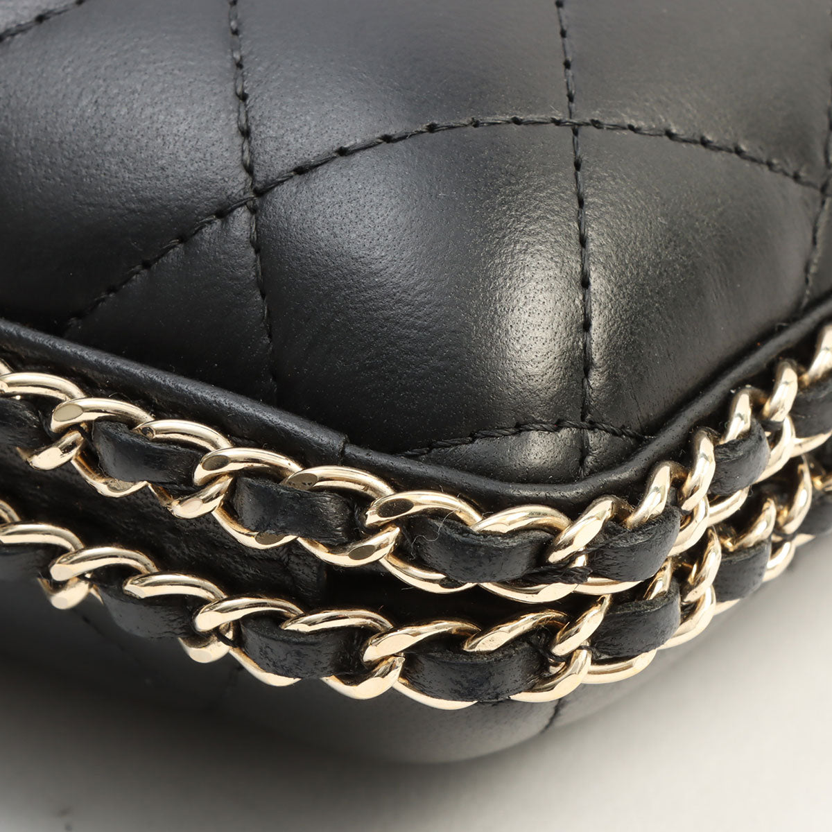2012 Vintage Matelasse Stitch CC Mark Kisslock Chain Shoulder Bag Black