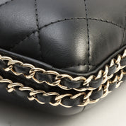 2012 Vintage Matelasse Stitch CC Mark Kisslock Chain Shoulder Bag Black