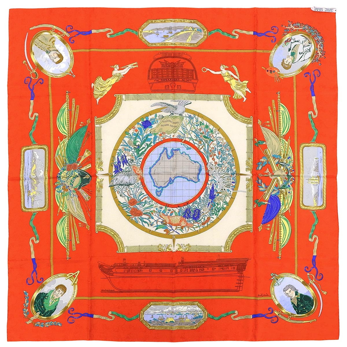 Carré 90 Le Géographe Scarf Orange/Multi