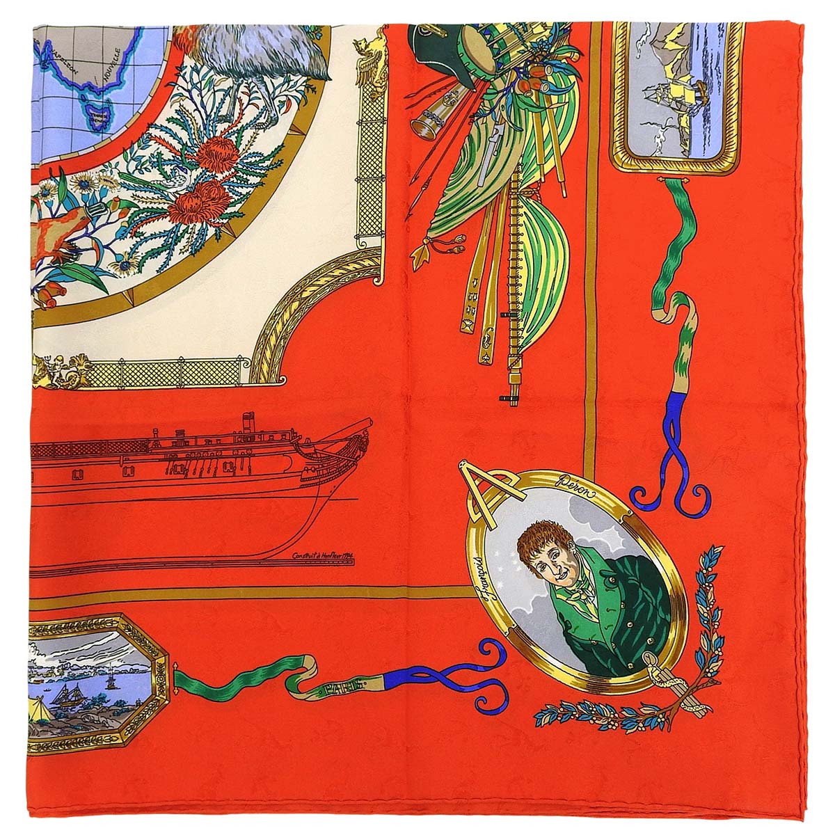 Carré 90 Le Géographe Scarf Orange/Multi