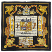 Carré 90 Hommage Mozart Pattern Scarf Black/Multi