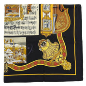 Carré 90 Hommage Mozart Pattern Scarf Black/Multi