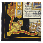 Carré 90 Hommage Mozart Pattern Scarf Black/Multi