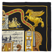 Carré 90 Hommage Mozart Pattern Scarf Black/Multi