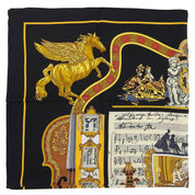 Carré 90 Hommage Mozart Pattern Scarf Black/Multi
