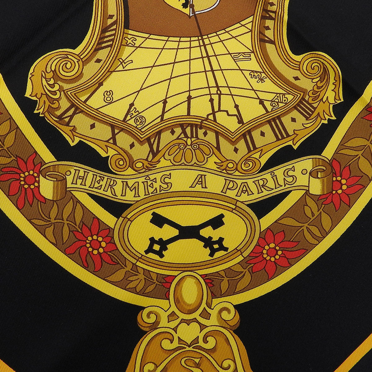 Carré 90 Hommage Mozart Pattern Scarf Black/Multi