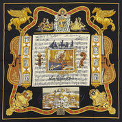Carré 90 Hommage Mozart Pattern Scarf Black/Multi