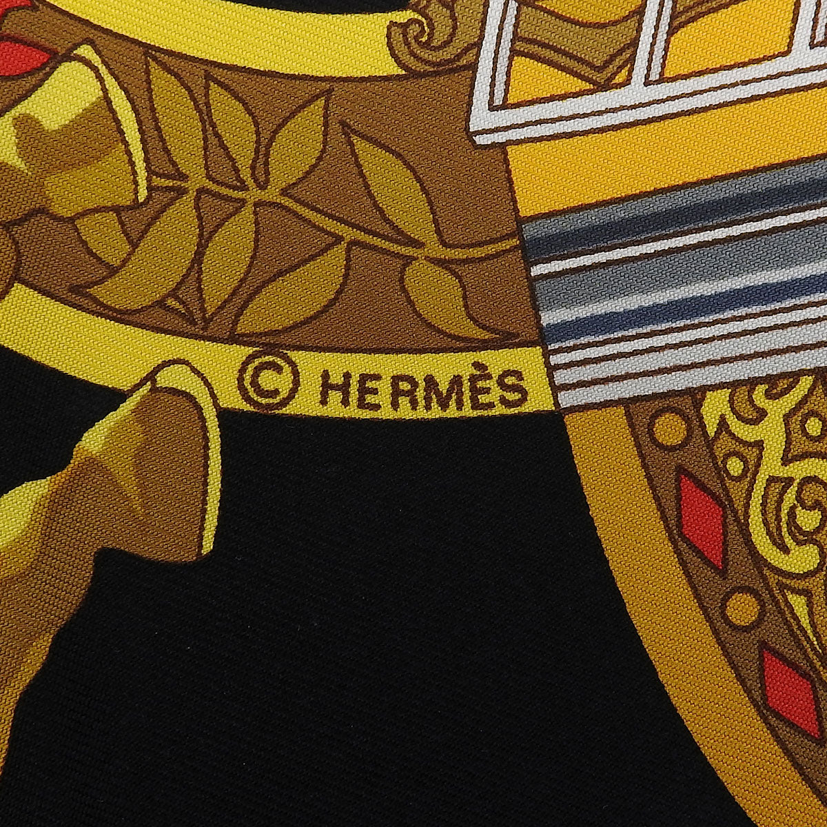 Carré 90 Hommage Mozart Pattern Scarf Black/Multi