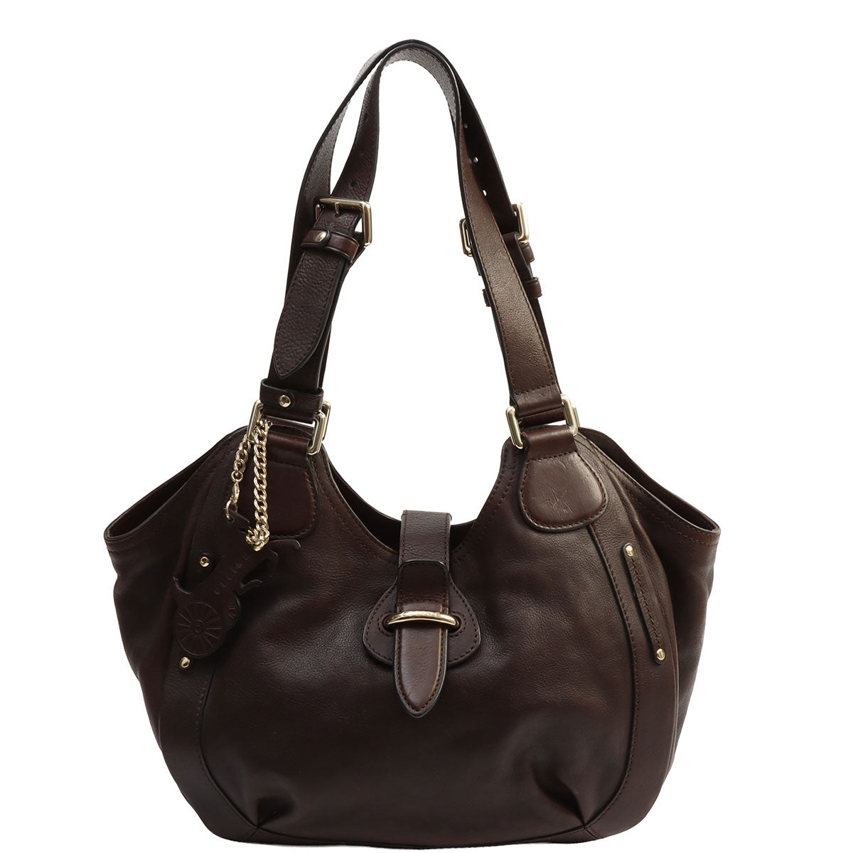 Logo Plate Horse Charm Handbag - Dark Brown
