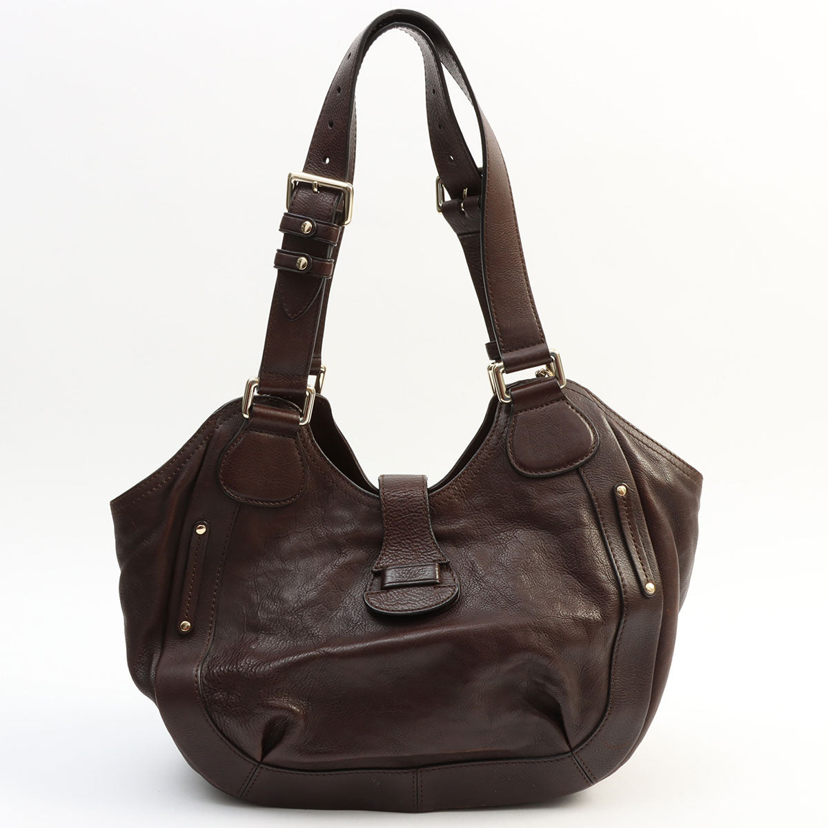 Logo Plate Horse Charm Handbag - Dark Brown