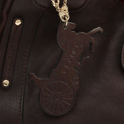 Logo Plate Horse Charm Handbag - Dark Brown