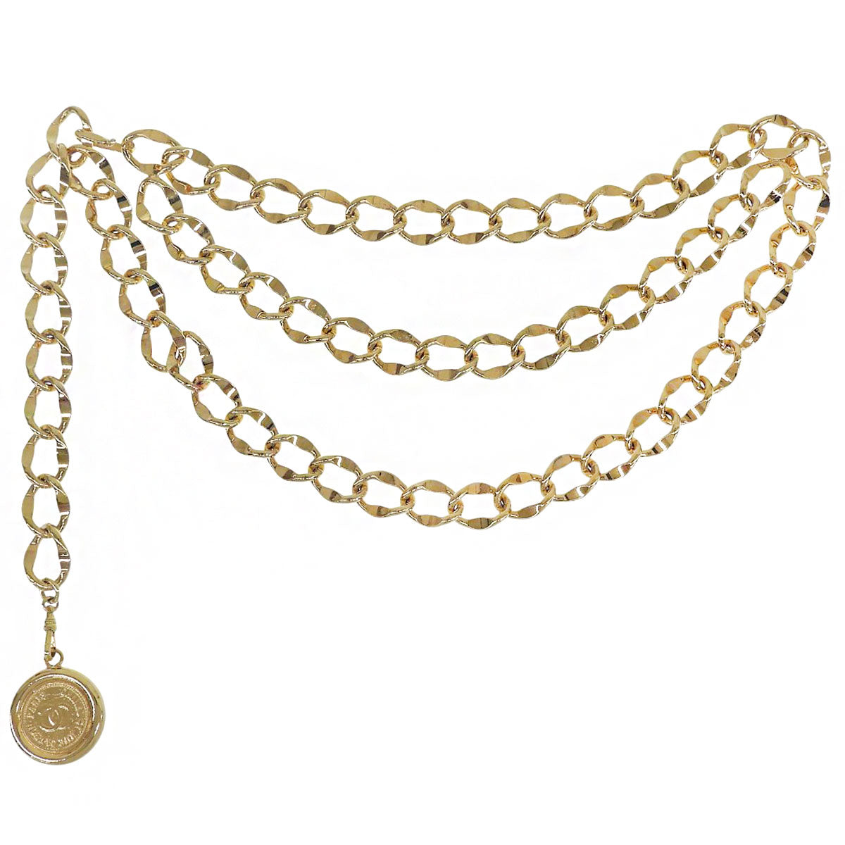 CC Mark Coin Charm Chain Belt Gold