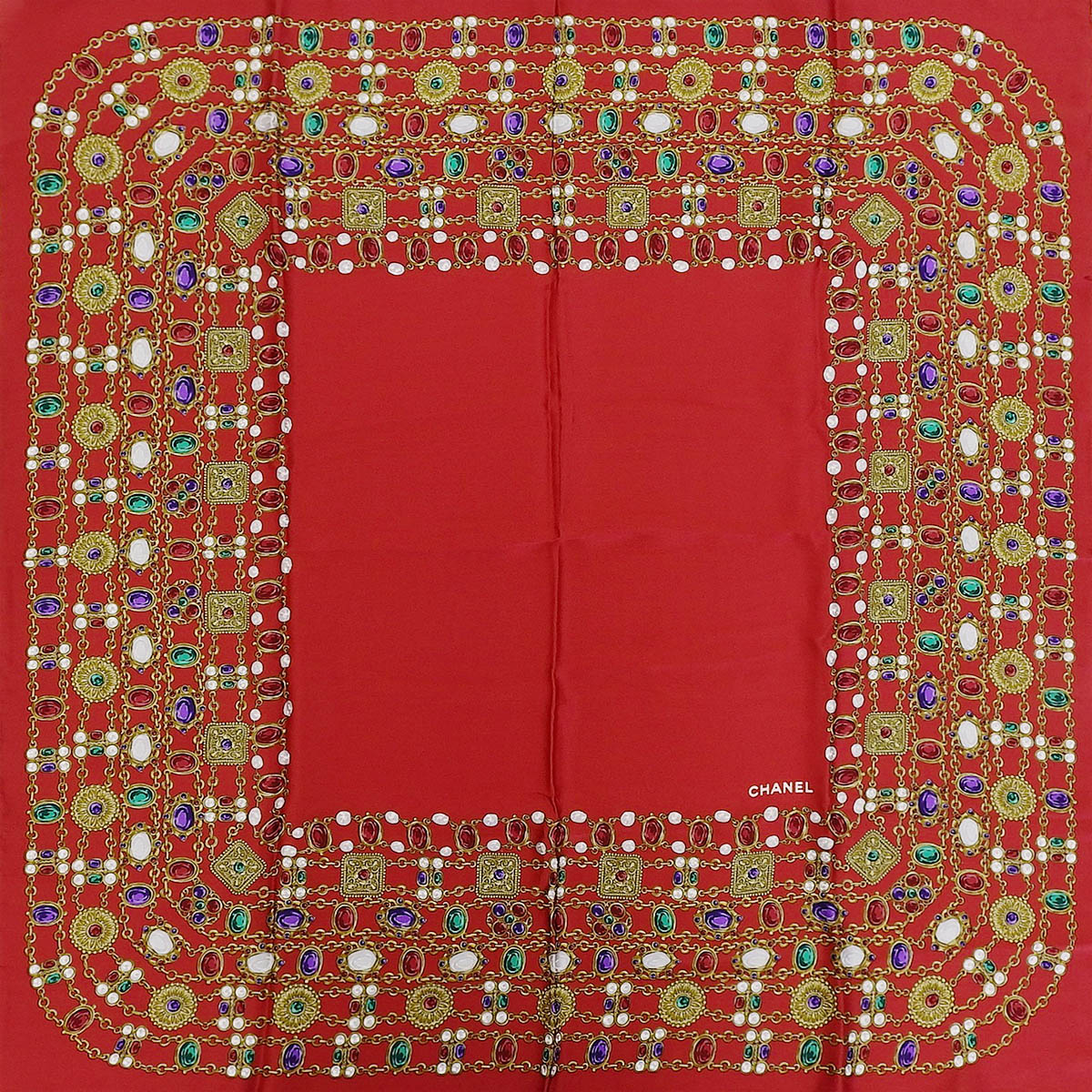 Gripoix Jewelry Pattern Scarf in Red/Multi