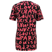グラフィティプリントTシャツ #XS ブラック/ピンク
