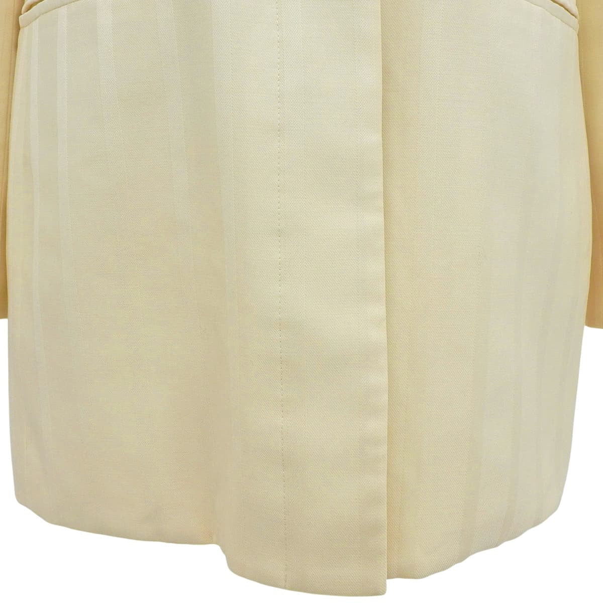 Striped Pattern Logo Button Collarless Jacket #L Ivory