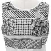 Beaded geometric pattern sleeveless top #L White/Black