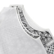 Beaded geometric pattern sleeveless top #L White/Black