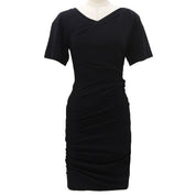 2012 Shirred Short-Sleeve Dress #XS Black
