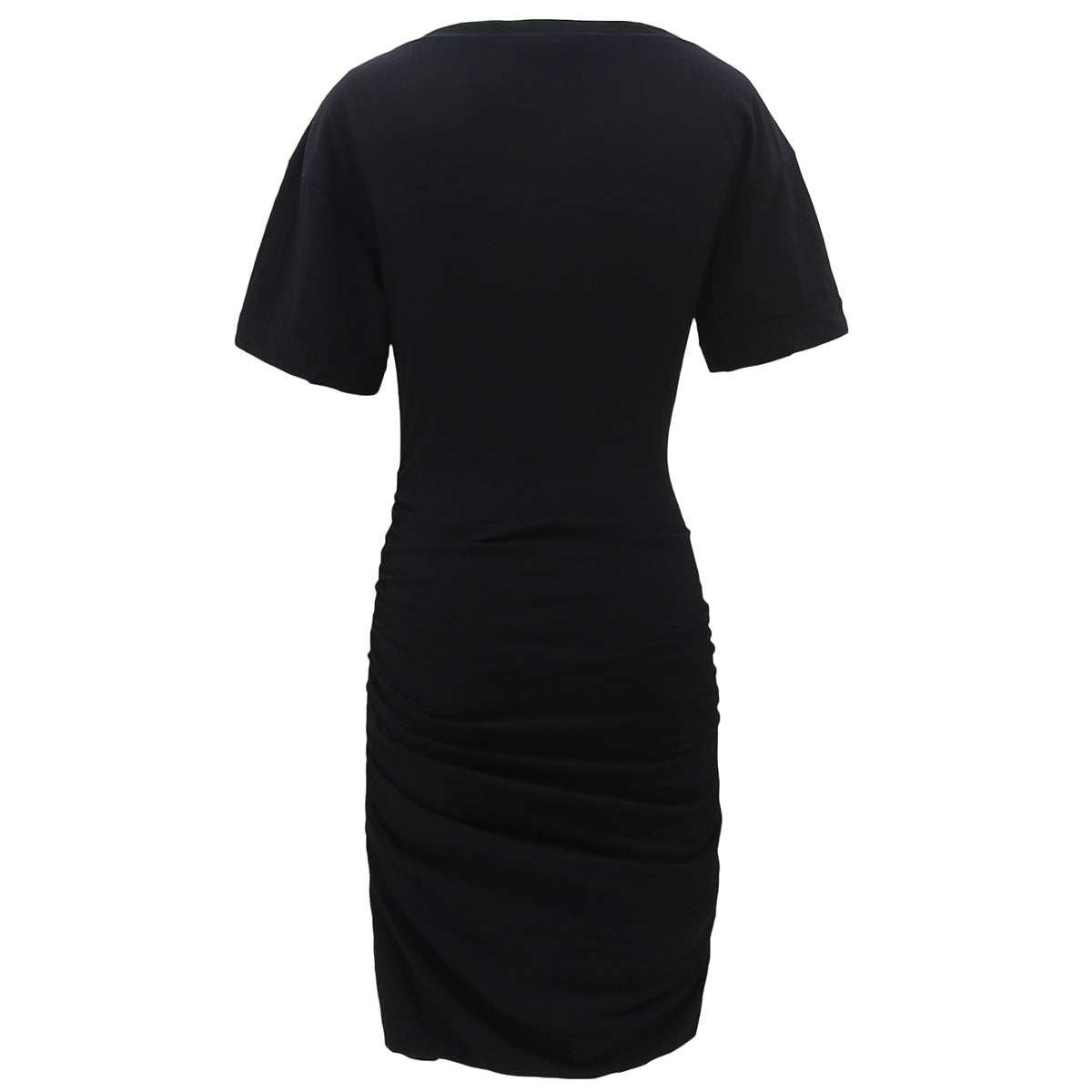 2012 Shirred Short-Sleeve Dress #XS Black