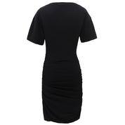 2012 Shirred Short-Sleeve Dress #XS Black