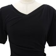 2012 Shirred Short-Sleeve Dress #XS Black