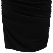 2012 Shirred Short-Sleeve Dress #XS Black