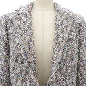 2004 Tweed Ribbon CC Mark Button Jacket #38 Grey/Multi