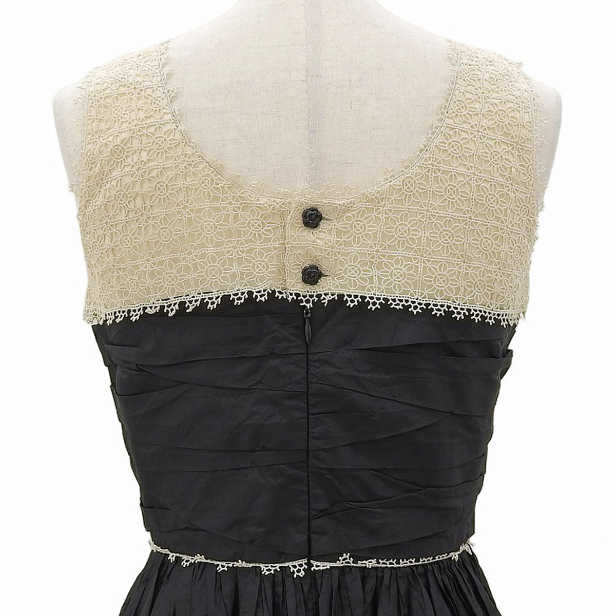 2006年製 CCマークプレートレースデザインノースリーブワンピース #36 ブラック/ベージュ