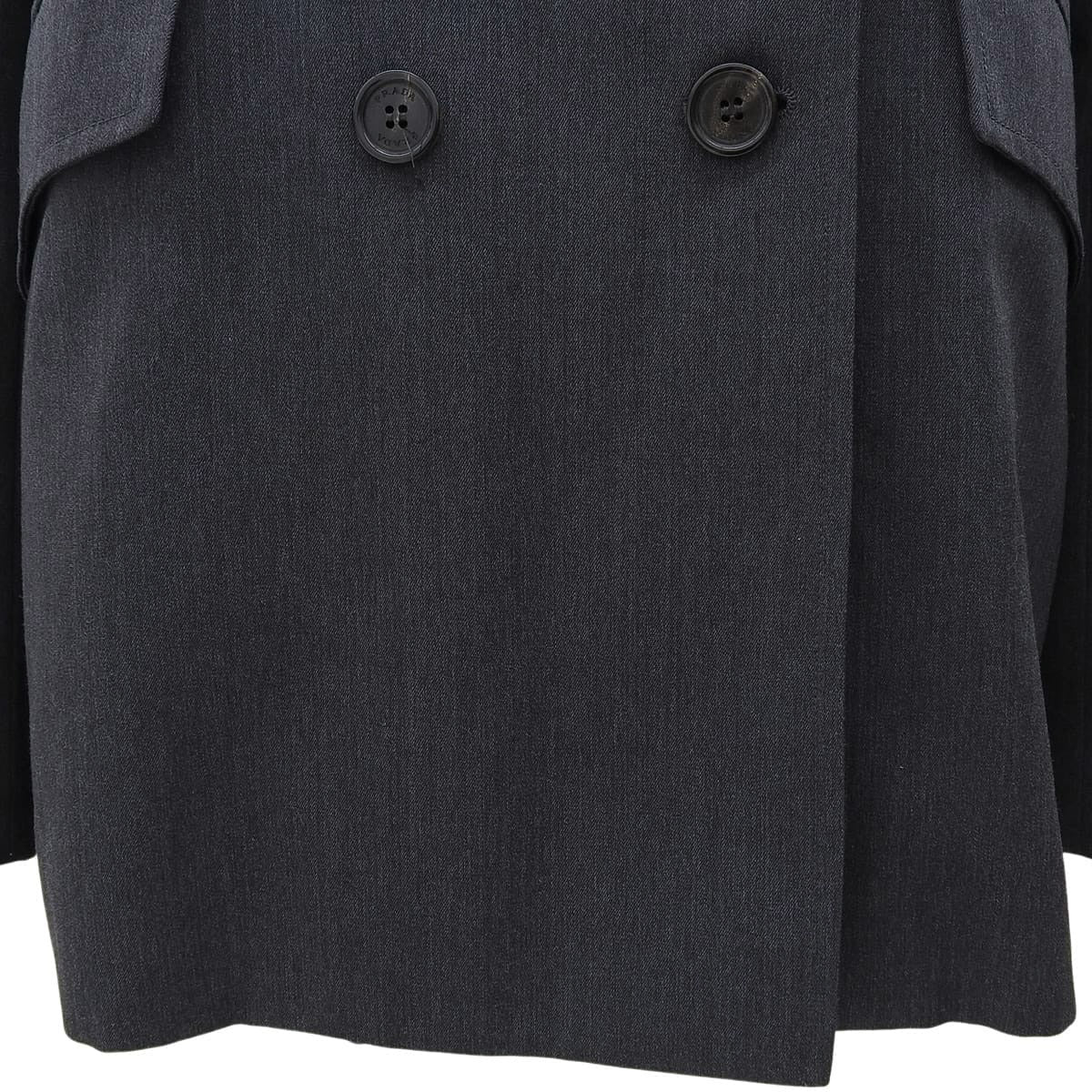 Logo Button Double-Breasted Jacket #38 Charcoal Grey