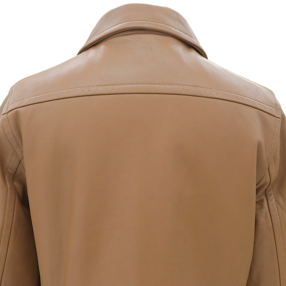 Leather Logo Button Jacket #S Camel