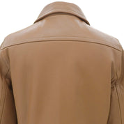 Leather Logo Button Jacket #S Camel
