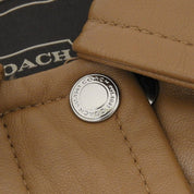 Leather Logo Button Jacket #S Camel