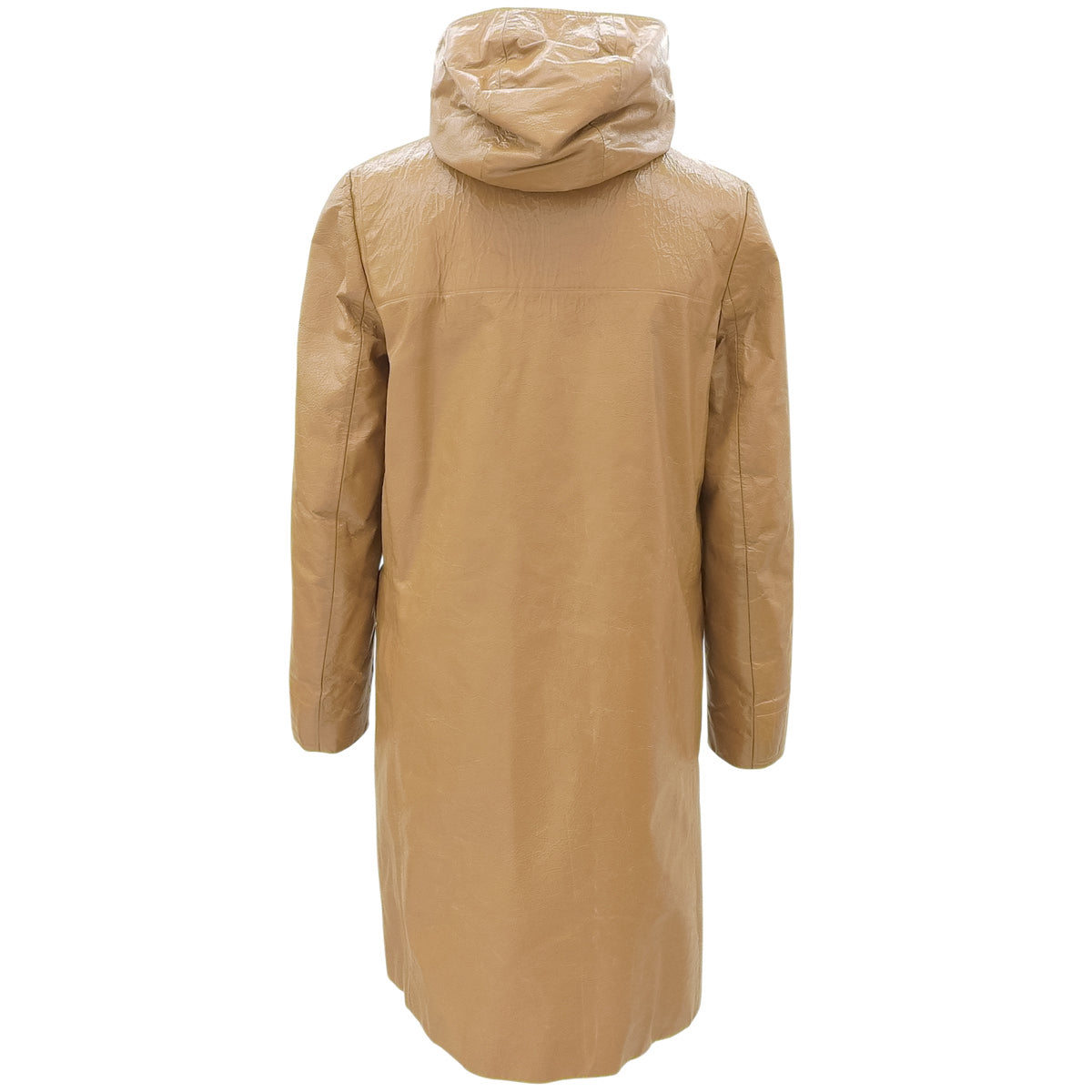 Leather Turn-Lock Button Long Coat #38 Camel