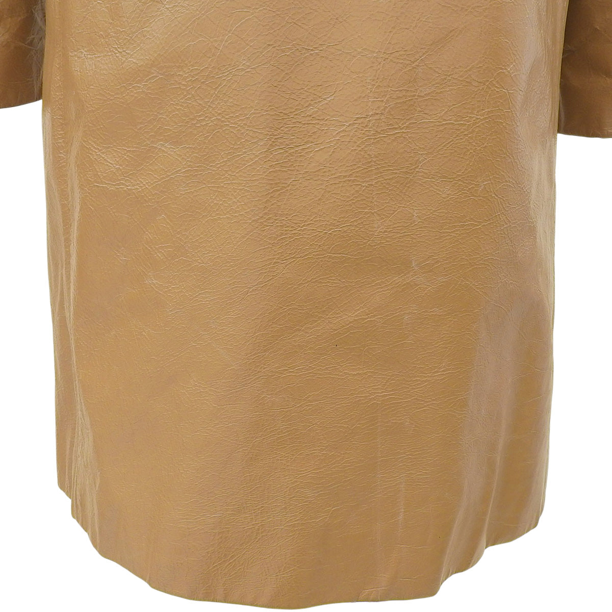 Leather Turn-Lock Button Long Coat #38 Camel