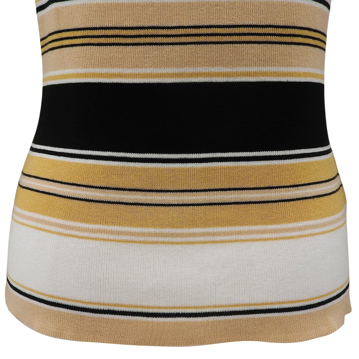Striped short-sleeve knit top #M Beige/Multi
