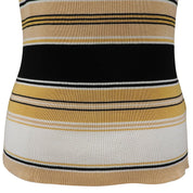 Striped short-sleeve knit top #M Beige/Multi