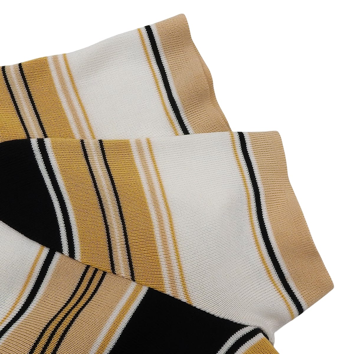Striped short-sleeve knit top #M Beige/Multi
