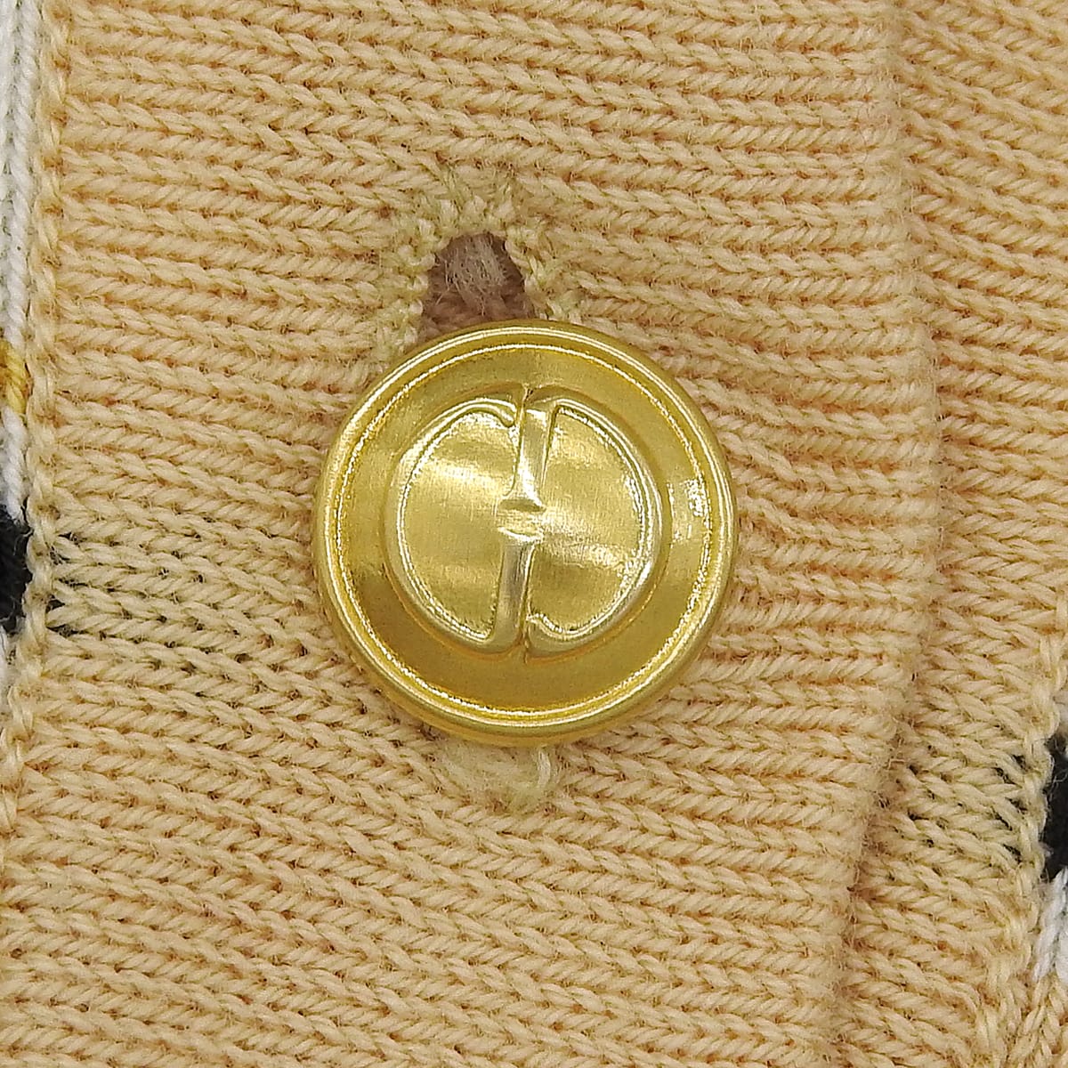 Striped short-sleeve knit top #M Beige/Multi