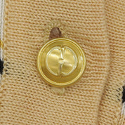 Striped short-sleeve knit top #M Beige/Multi